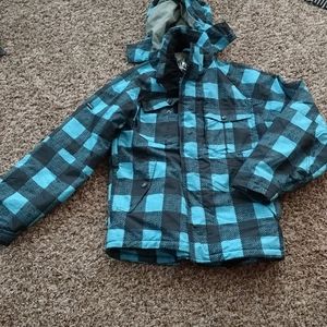 Ski, Blue/black checkered coat, for male/female